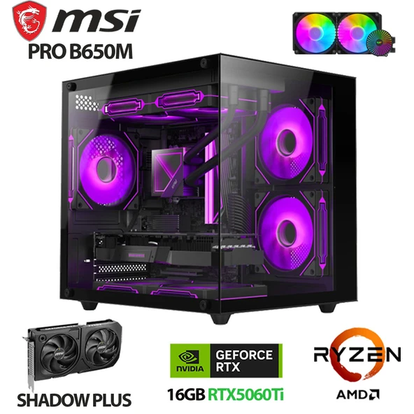 Xaser Force X10 Ryzen 7 7800X3D 32GB DDR5 Ram 1TB M.2 NVMe SSD 16GB RTX5060 Ti Sıvı Soğutmalı Oyuncu Tavsiye Sistem ürün görseli 1