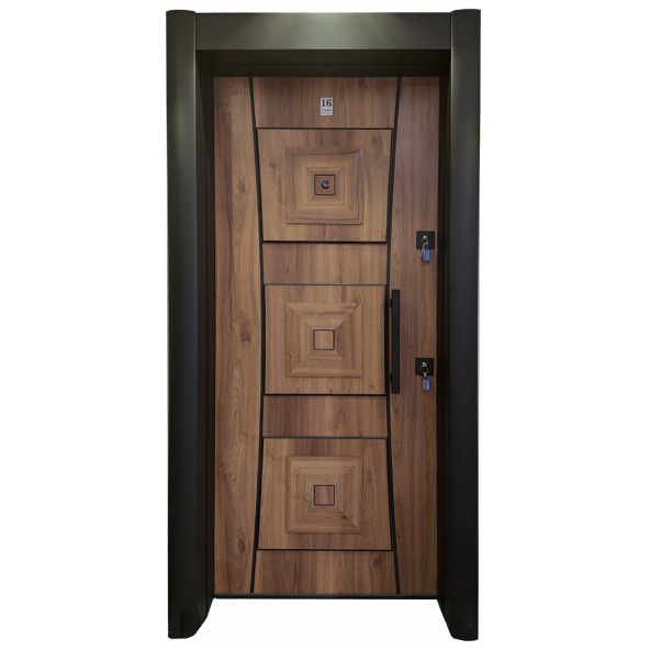 Tezwood 1451 Statik Kasalı Kabartmalı Model Çelik Kapı, Daire Kapısı, Villa Kapısı Sağ Açılım ürün görseli 1