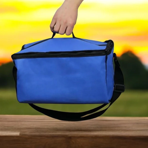 Termos Çanta  22L Sıcak Soğuk Tutucu Isı Yalıtımlı Omuz Askılı Kamp Piknik Plaj Araç Çantası BPA Free Mavi 36x30x20 cm ürün görseli 1