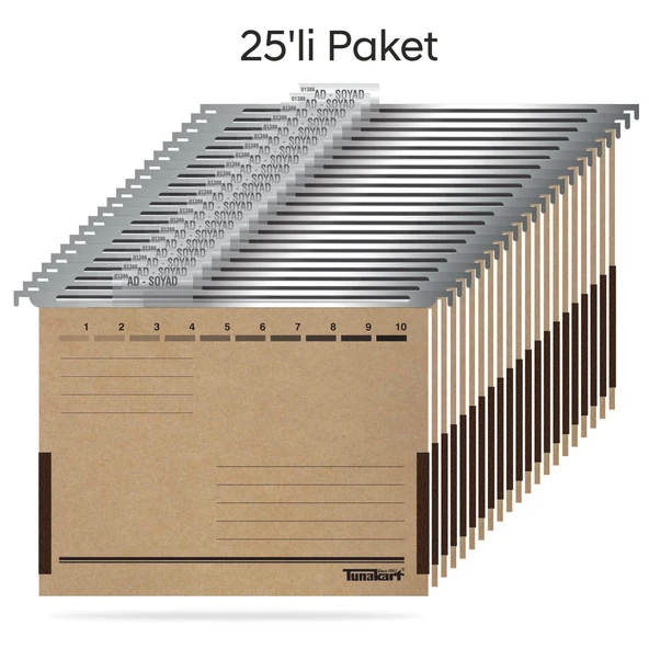 Tunakart ASD2005 Metal Askılı yan bezli körüklü dosya 25 li Paket ürün görseli 1