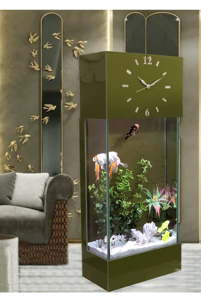 Dekor Akvaryum Led Işıklı Saatli Kule Akvaryum Seti - Resim 2