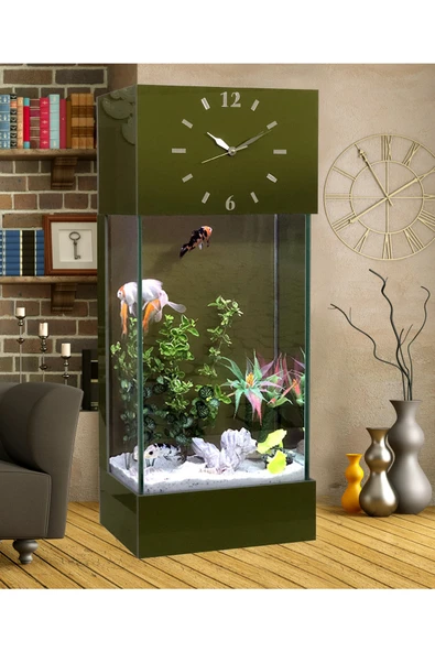 Dekor Akvaryum Led Işıklı Saatli Kule Akvaryum Seti ürün görseli 1