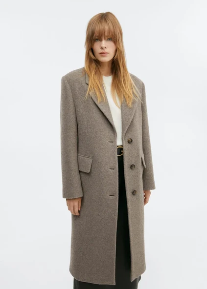 Mango Kadın Oversize Yün Palto Kahverengi ürün görseli 1