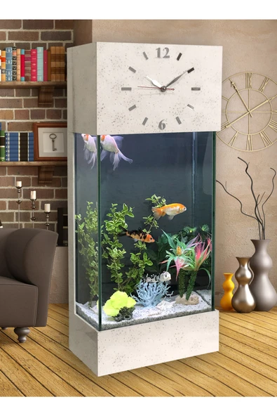 Dekor Akvaryum Led Işıklı Saatli Kule Akvaryum Seti ürün görseli 1