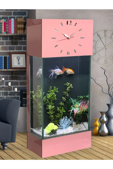 Dekor Akvaryum Led Işıklı Saatli Kule Akvaryum Seti ürün görseli 1