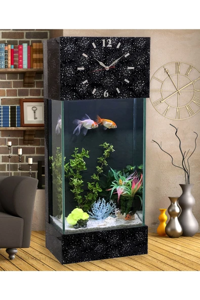 Dekor Akvaryum Led Işıklı Saatli Kule Akvaryum Seti ürün görseli 1