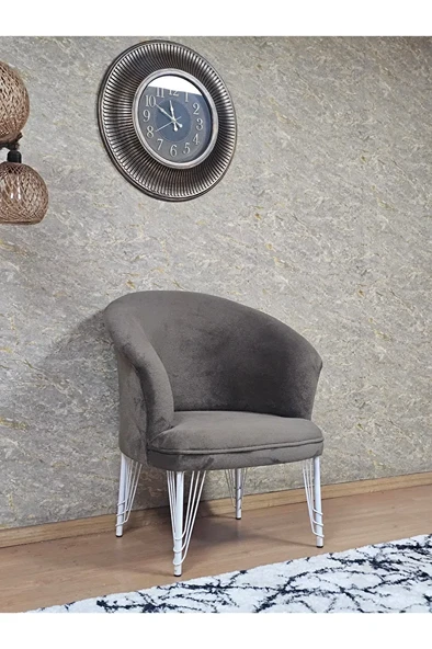 Tekli TEDDY Beyaz Boyalı Telli Ayak Çay Seti Koltuk Tekli Berjer , Balkon, Salon, Ofis Kahverengi Renk 40,5 Boyut/Ebat ürün görseli 1