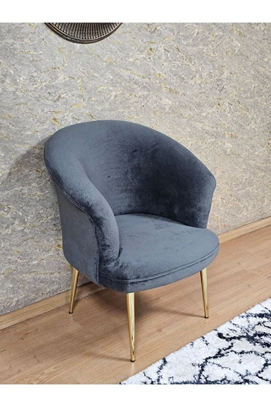 Tekli TEDDY Gold Kaplama Sivriltme Ayak Çay Seti Koltuk Tekli Berjer , Balkon, Salon, Ofis Füme Renk 40,5 Boyut/Ebat ürün görseli 1