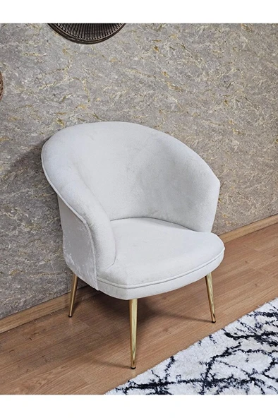 Tekli TEDDY Gold Kaplama Sivriltme Ayak Çay Seti Koltuk Tekli Berjer , Balkon, Salon, Ofis Krem Renk 40,5 Boyut/Ebat ürün görseli 1