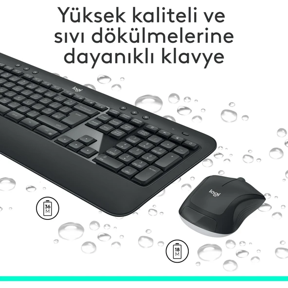 MK540 ADVANCED Kablosuz Türkçe Klavye Mouse Seti - Siyah - Resim 6