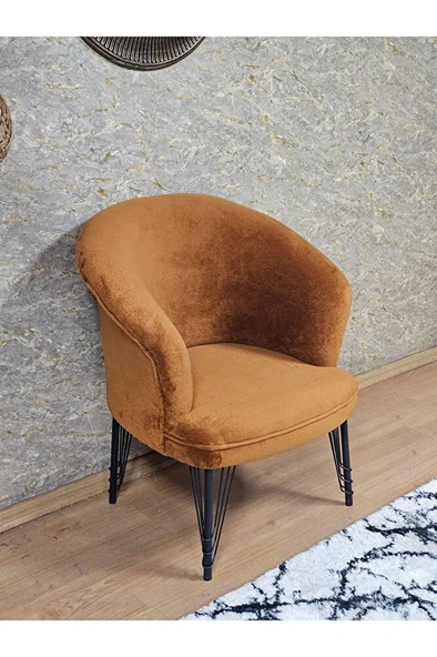 Tekli TEDDY Siyah Boyalı Telli Ayak Çay Seti Koltuk Tekli Berjer , Balkon, Salon, Ofis Kiremit Renk 40,5 Boyut/Ebat ürün görseli 1