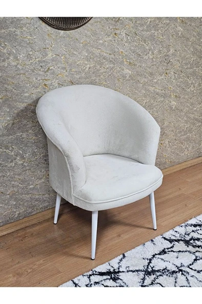 Tekli TEDDY Beyaz Boyalı Sivriltme Ayak Çay Seti Koltuk Tekli Berjer , Balkon, Salon, Ofis Krem Renk 40,5 Boyut/Ebat ürün görseli 1