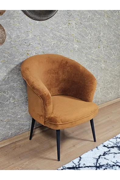 Tekli TEDDY Siyah Boyalı Sivriltme Ayak Çay Seti Koltuk Tekli Berjer , Balkon, Salon, Ofis Kiremit Renk 40,5 Boyut/Ebat ürün görseli 1