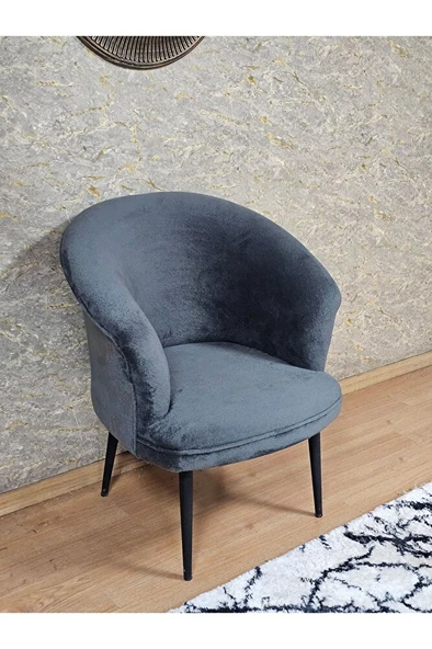 Tekli TEDDY Siyah Boyalı Sivriltme Ayak Çay Seti Koltuk Tekli Berjer , Balkon, Salon, Ofis Füme Renk 40,5 Boyut/Ebat ürün görseli 1