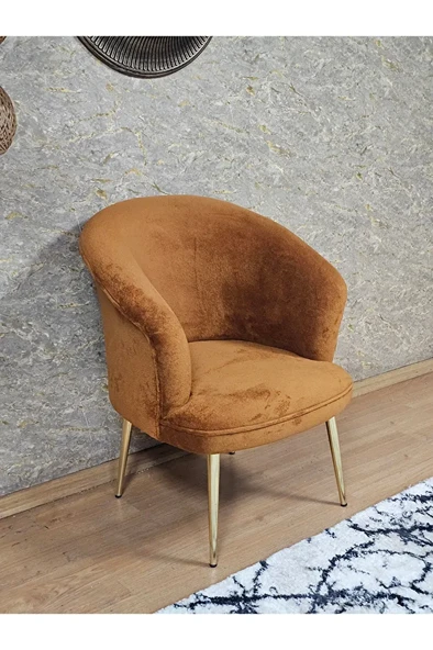 Tekli TEDDY Gold Kaplama Sivriltme Ayak Çay Seti Koltuk Tekli Berjer , Balkon, Salon, Ofis Kiremit Renk 40,5 Boyut/Ebat ürün görseli 1