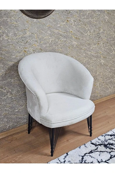 Tekli TEDDY Siyah Boyalı Telli Ayak Çay Seti Koltuk Tekli Berjer , Balkon, Salon, Ofis Krem Renk 40,5 Boyut/Ebat ürün görseli 1