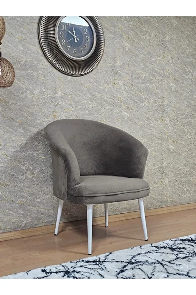 Tekli TEDDY Beyaz Boyalı Sivriltme Ayak Çay Seti Koltuk Tekli Berjer , Balkon, Salon, Ofis Kahverengi Renk 40,5 Boyut/Ebat ürün görseli 1