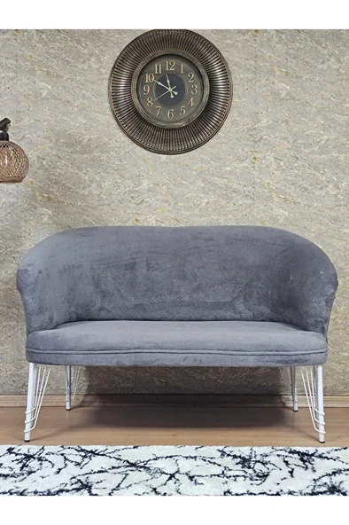 İkili TEDDY Beyaz Boyalı Telli Ayak Çay Seti Koltuk İkili Berjer , Balkon, Salon, Ofis Gri Renk 40,5 Boyut/Ebat ürün görseli 1