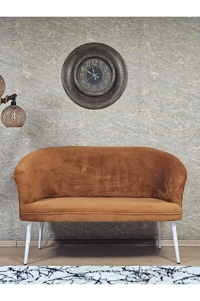 İkili TEDDY Beyaz Boyalı Sivriltme Ayak Çay Seti Koltuk İkili Berjer , Balkon, Salon, Ofis Kiremit Renk 40,5 Boyut/Ebat ürün görseli 1