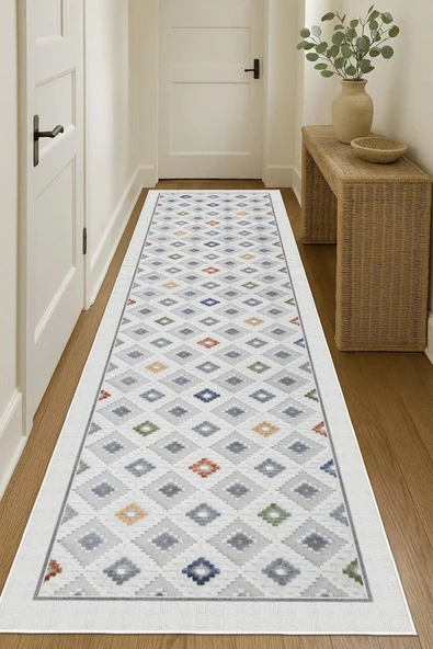 Dijital Baskılı Dekoratif Kaymaz Taban Yıkanabilir Kilim Yolluk Antre Hol Halısı Salon Halısı Çok Renkli 40 x 60 cm ürün görseli 1