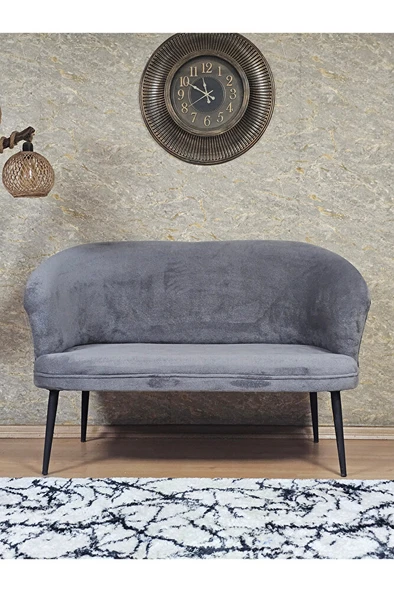 İkili TEDDY Siyah Boyalı Sivriltme Ayak Çay Seti Koltuk İkili Berjer , Balkon, Salon, Ofis Gri Renk 40,5 Boyut/Ebat ürün görseli 1