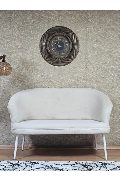 İkili TEDDY Beyaz Boyalı Sivriltme Ayak Çay Seti Koltuk İkili Berjer , Balkon, Salon, Ofis Krem Renk 40,5 Boyut/Ebat ürün görseli 1