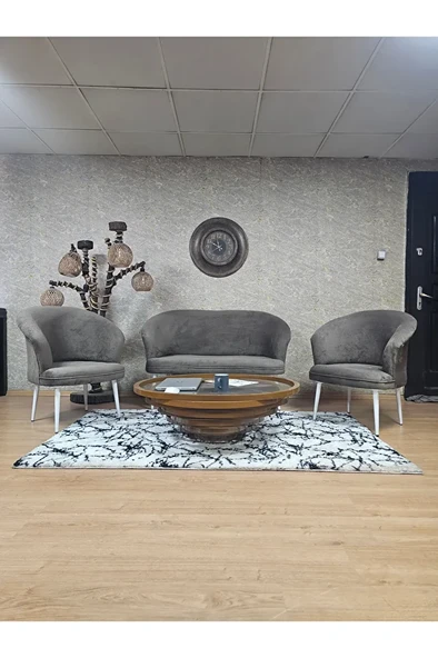 TEDDY Takım Beyaz Boyalı Sivriltme Ayak Çay Seti Koltuk - Berjer , Balkon, Salon, Ofis Kahverengi Renk 40 x 125 Boyut/Ebat ürün görseli 1