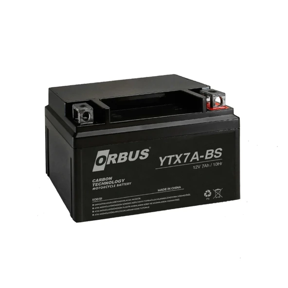 Orbus YTX7A-BS 12 V 7 Ah Motosiklet Aküsü ürün görseli 1