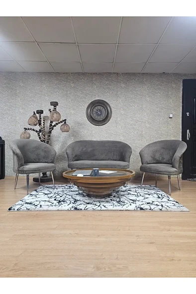 TEDDY Takım Krom Kaplama Sivriltme Ayak Çay Seti Koltuk - Berjer , Balkon, Salon, Ofis Kahverengi Renk 40 x 125 Boyut/Ebat ürün görseli 1