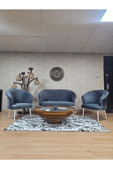 TEDDY Takım Beyaz Boyalı Sivriltme Ayak Çay Seti Koltuk - Berjer , Balkon, Salon, Ofis Füme Renk 40 x 125 Boyut/Ebat ürün görseli 1