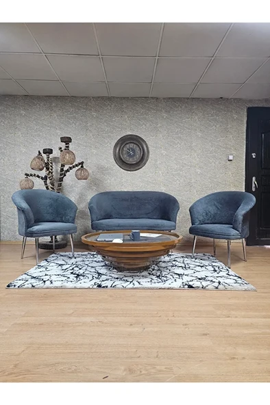 TEDDY Takım Krom Kaplama Sivriltme Ayak Çay Seti Koltuk - Berjer , Balkon, Salon, Ofis Füme Renk 40 x 125 Boyut/Ebat ürün görseli 1