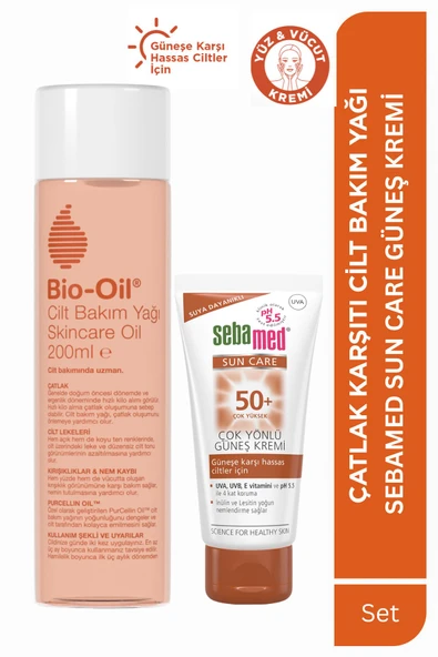 Bio-Oil Cilt Bakım Yağı 200 ml & Sun Care SPF 50+ Güneş Kremi 50 ml ürün görseli 1