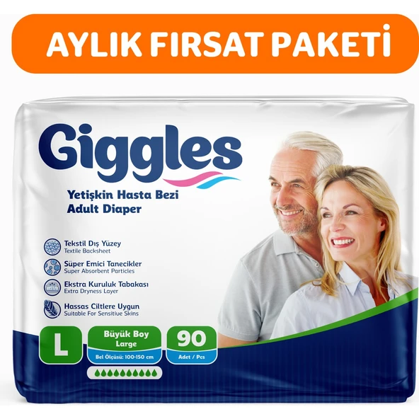 Giggles Yetişkin Hasta Bezi Large 30'lu x 3 ürün görseli 1