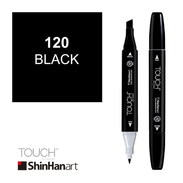 Touch Twin Brush Marker 120 Black ürün görseli 1
