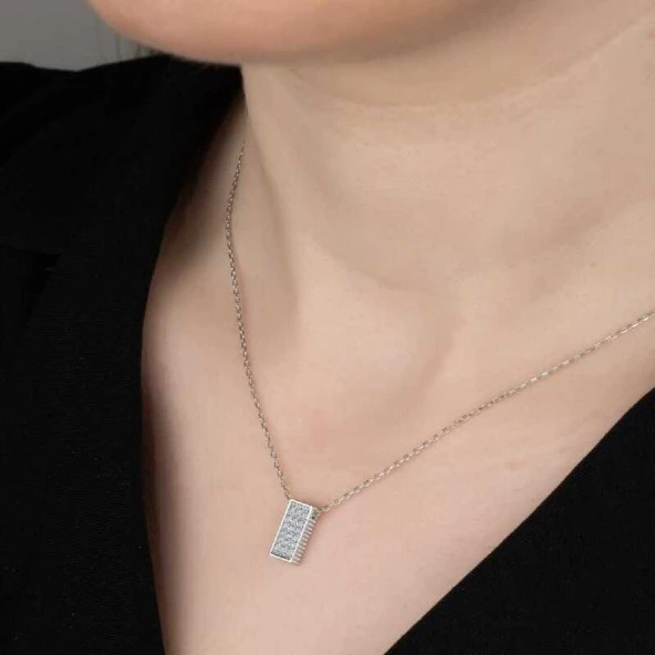 Swarovski Taşlı Gümüş Sırataş Bayan Kolye ürün görseli 1