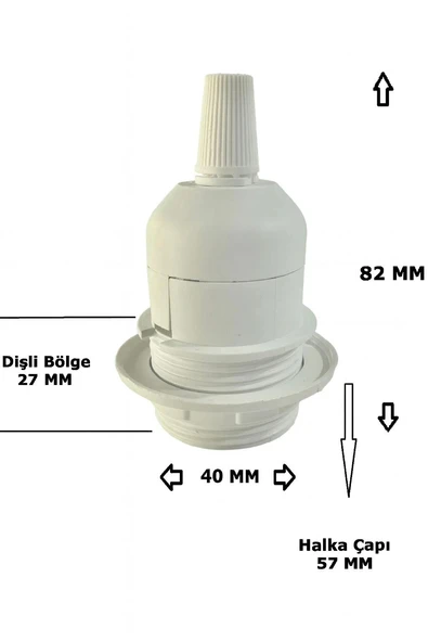 Şeffaf Kablolu E27 Beyaz Duylu, 2 Metre Arapuarlı (Aç Kapat Anahtar) (2X0,50) 65W - Resim 2