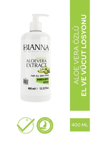 Bianna Paraben İçermeyen El ve Vücut Losyonu 400 Ml Aloe Vera Özü ürün görseli 1