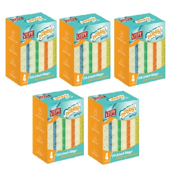 Stepy Çok Amaçlı Mercan Sünger Düz 4 Lü x 5 Paket ürün görseli 1