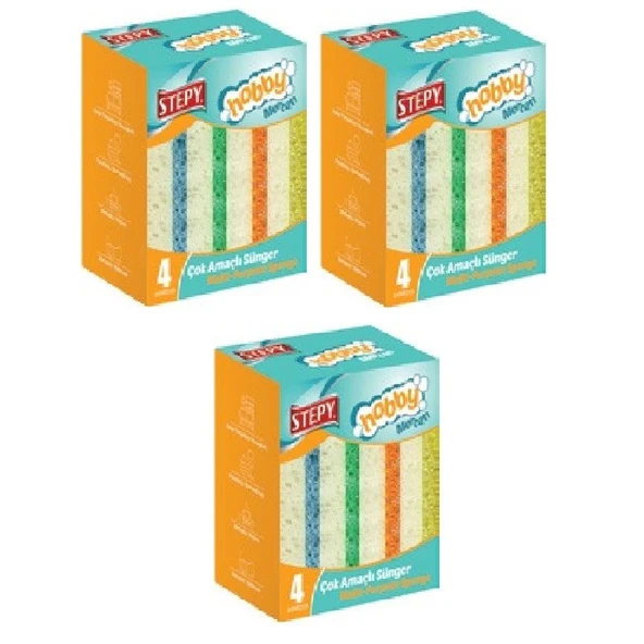 Stepy Çok Amaçlı Mercan Sünger Düz 4 Lü x 3 Paket ürün görseli 1