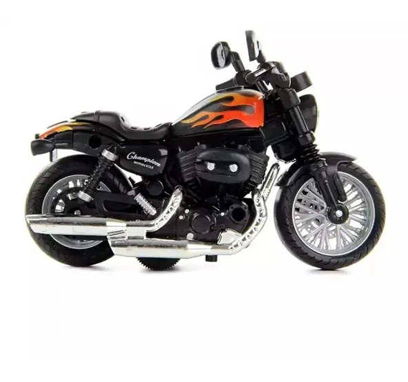 Çek Bırak1:14 Die-Cast Clasic Motosiklet - Alev Desenli ürün görseli 1