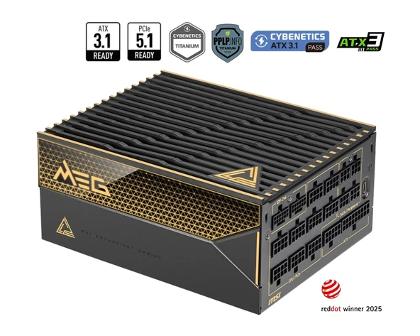 MSI MEG AI1600T PCIE5 1600W80+ TITANIUM FULMODULAR ürün görseli 1