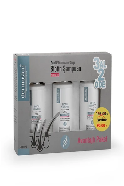 Dermoskin Biotin Kadınlara Özel 3x200 ml Saç Dökülmesine Karşı Şampuan ürün görseli 1