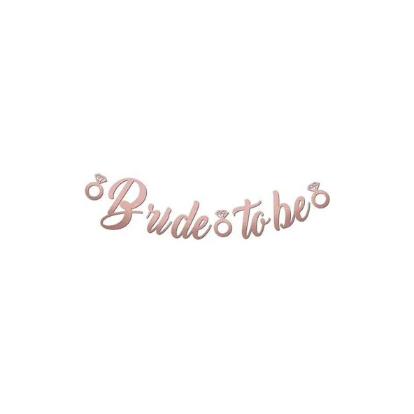 Parti Sürprizi Bride To Be Kaligrafi Banner Rose Gold Ile Bekarlığa Veda ürün görseli 1