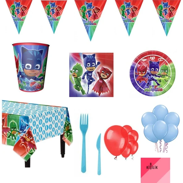 Parti Sürprizi Pj Mask 8 Kişilik Parti Seti ürün görseli 1