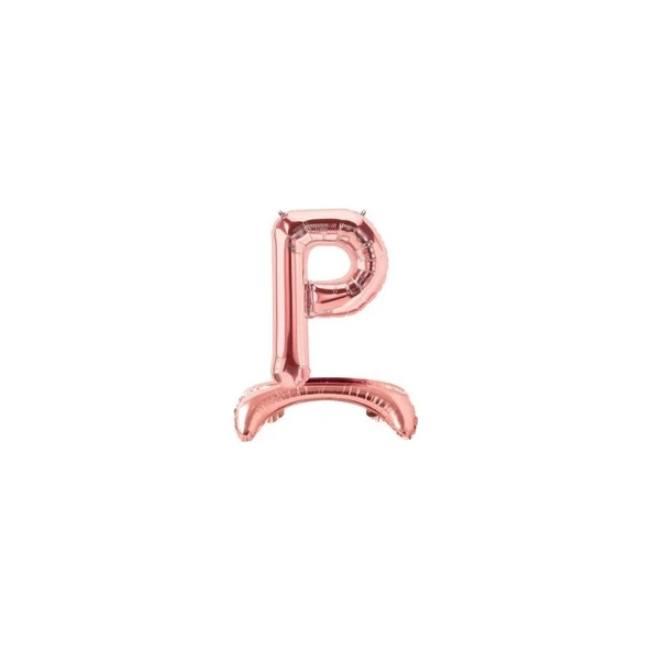 Parti Sürprizi Ayakta Durabilen Rose Gold P Harf Folyo Balon ürün görseli 1