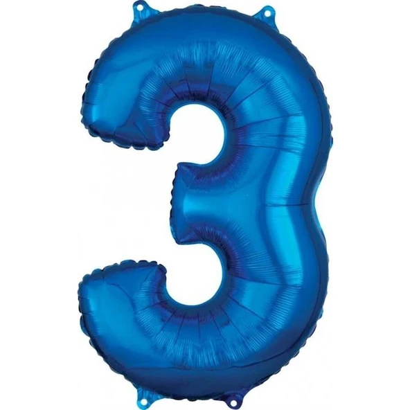 Parti Sürprizi 3 Rakam 80 cm Folyo Balon Mavi Renk ürün görseli 1