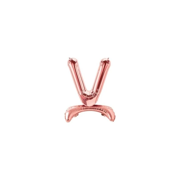 Parti Sürprizi Ayakta Durabilen Rose Gold V Harf Folyo Balon ürün görseli 1