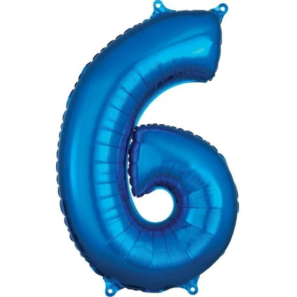 Parti Sürprizi 6 Rakam 80 cm Folyo Balon Mavi Renk ürün görseli 1