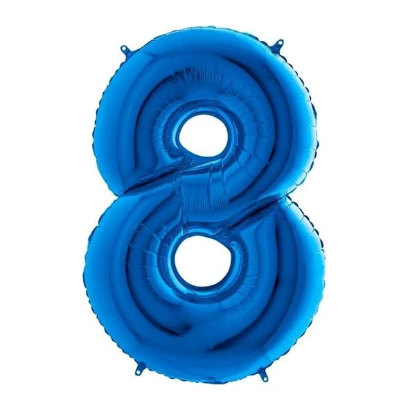 Parti Sürprizi 8 Rakam 80 cm Folyo Balon Mavi Renk ürün görseli 1
