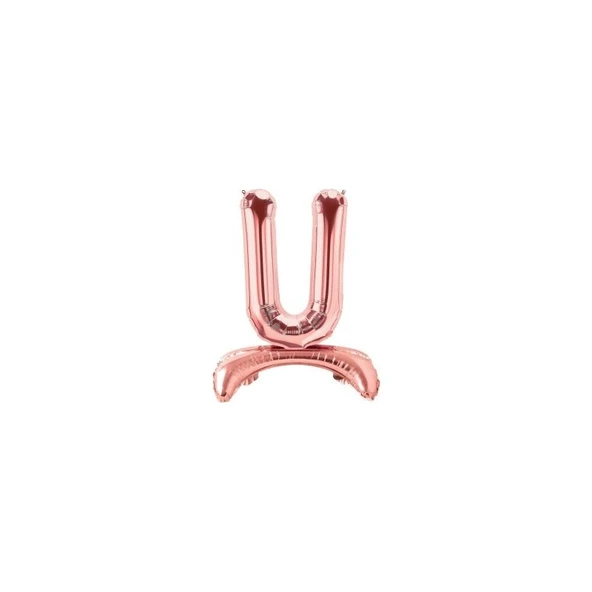 Parti Sürprizi Ayakta Durabilen Rose Gold U Harf Folyo Balon ürün görseli 1